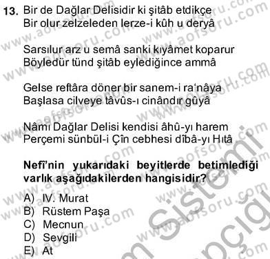 XVII. Yüzyıl Türk Edebiyatı Dersi 2013 - 2014 Yılı (Vize) Ara Sınav Soruları 13. Soru