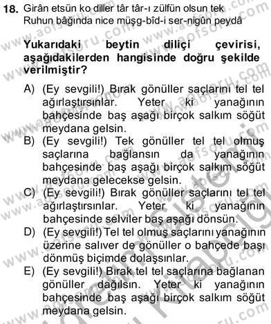 XVII. Yüzyıl Türk Edebiyatı Dersi 2013 - 2014 Yılı (Vize) Ara Sınav Soruları 18. Soru