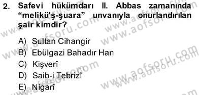 XVII. Yüzyıl Türk Edebiyatı Dersi 2013 - 2014 Yılı (Vize) Ara Sınav Soruları 2. Soru