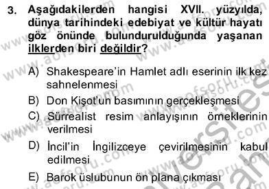 XVII. Yüzyıl Türk Edebiyatı Dersi 2013 - 2014 Yılı (Vize) Ara Sınav Soruları 3. Soru