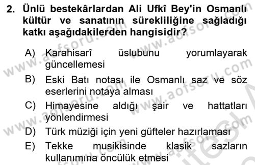 XVII. Yüzyıl Türk Edebiyatı Dersi 2023 - 2024 Yılı (Vize) Ara Sınavı 2. Soru