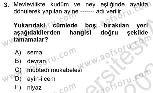 XVII. Yüzyıl Türk Edebiyatı Dersi 2024 - 2025 Yılı (Vize) Ara Sınav Soruları 3. Soru