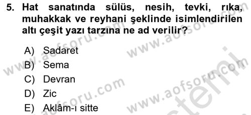 XVII. Yüzyıl Türk Edebiyatı Dersi 2025 - 2026 Yılı (Vize) Ara Sınav Soruları 5. Soru