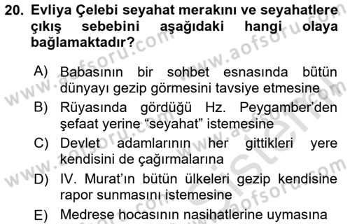 XVII. Yüzyıl Türk Edebiyatı Dersi 2025 - 2026 Yılı (Final) Dönem Sonu Sınav Soruları 20. Soru