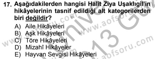 2. Abdülhamit Dönemi Türk Edebiyatı Dersi 2012 - 2013 Yılı (Vize) Ara Sınav Soruları 17. Soru