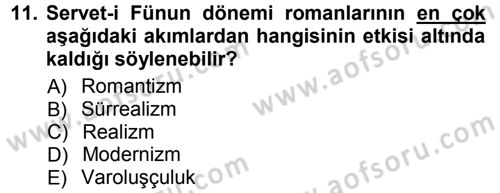 2. Abdülhamit Dönemi Türk Edebiyatı Dersi 2012 - 2013 Yılı (Final) Dönem Sonu Sınav Soruları 11. Soru