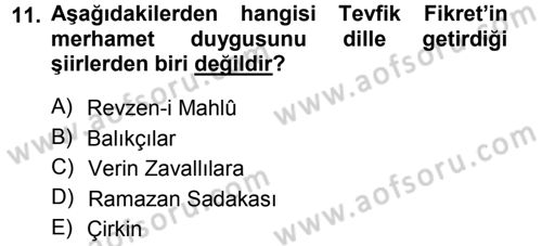 2. Abdülhamit Dönemi Türk Edebiyatı Dersi 2013 - 2014 Yılı (Vize) Ara Sınav Soruları 11. Soru