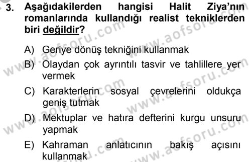 2. Abdülhamit Dönemi Türk Edebiyatı Dersi 2014 - 2015 Yılı (Final) Dönem Sonu Sınav Soruları 3. Soru