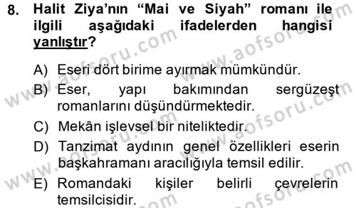 2. Abdülhamit Dönemi Türk Edebiyatı Dersi 2014 - 2015 Yılı (Final) Dönem Sonu Sınav Soruları 8. Soru