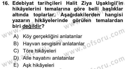 2. Abdülhamit Dönemi Türk Edebiyatı Dersi 2015 - 2016 Yılı (Vize) Ara Sınav Soruları 16. Soru