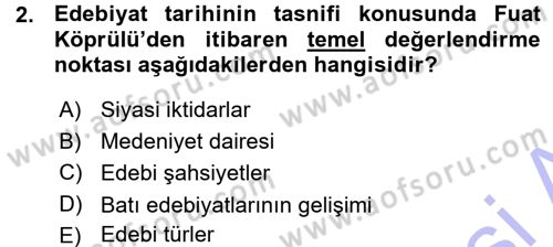 2. Abdülhamit Dönemi Türk Edebiyatı Dersi 2015 - 2016 Yılı (Vize) Ara Sınav Soruları 2. Soru