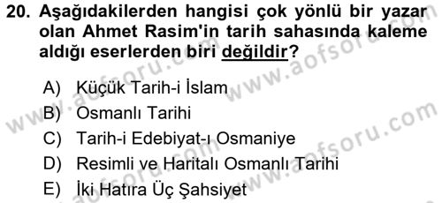 2. Abdülhamit Dönemi Türk Edebiyatı Dersi 2015 - 2016 Yılı (Final) Dönem Sonu Sınav Soruları 20. Soru