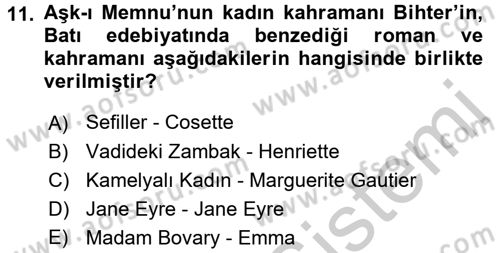 2. Abdülhamit Dönemi Türk Edebiyatı Dersi 2016 - 2017 Yılı 3 Ders Sınav Soruları 11. Soru