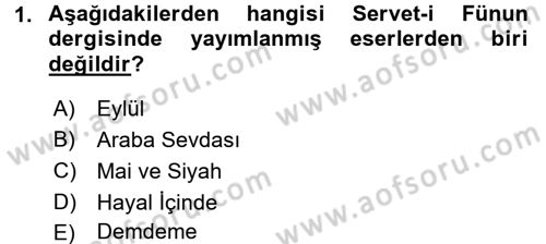 2. Abdülhamit Dönemi Türk Edebiyatı Dersi 2016 - 2017 Yılı (Vize) Ara Sınav Soruları 1. Soru