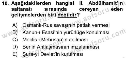 2. Abdülhamit Dönemi Türk Edebiyatı Dersi 2016 - 2017 Yılı (Vize) Ara Sınav Soruları 10. Soru