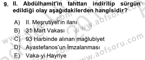 2. Abdülhamit Dönemi Türk Edebiyatı Dersi 2016 - 2017 Yılı (Vize) Ara Sınav Soruları 9. Soru