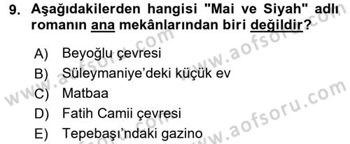 2. Abdülhamit Dönemi Türk Edebiyatı Dersi 2016 - 2017 Yılı (Final) Dönem Sonu Sınav Soruları 9. Soru
