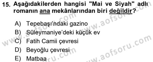 2. Abdülhamit Dönemi Türk Edebiyatı Dersi 2017 - 2018 Yılı 3 Ders Sınavı 15. Soru