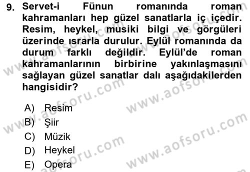 2. Abdülhamit Dönemi Türk Edebiyatı Dersi 2017 - 2018 Yılı 3 Ders Sınavı 9. Soru