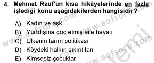 2. Abdülhamit Dönemi Türk Edebiyatı Dersi 2017 - 2018 Yılı (Vize) Ara Sınavı 4. Soru