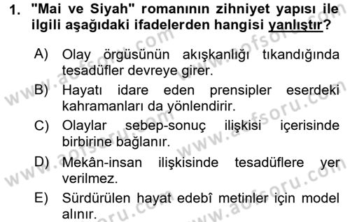 2. Abdülhamit Dönemi Türk Edebiyatı Dersi 2017 - 2018 Yılı (Final) Dönem Sonu Sınav Soruları 1. Soru