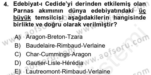 2. Abdülhamit Dönemi Türk Edebiyatı Dersi 2017 - 2018 Yılı (Final) Dönem Sonu Sınav Soruları 4. Soru