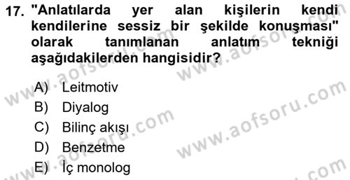 2. Abdülhamit Dönemi Türk Edebiyatı Dersi 2019 - 2020 Yılı (Vize) Ara Sınav Soruları 17. Soru