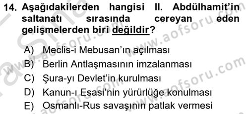 2. Abdülhamit Dönemi Türk Edebiyatı Dersi 2021 - 2022 Yılı (Vize) Ara Sınavı 14. Soru