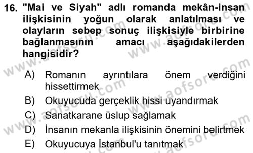 2. Abdülhamit Dönemi Türk Edebiyatı Dersi 2021 - 2022 Yılı Yaz Okulu Sınav Soruları 16. Soru