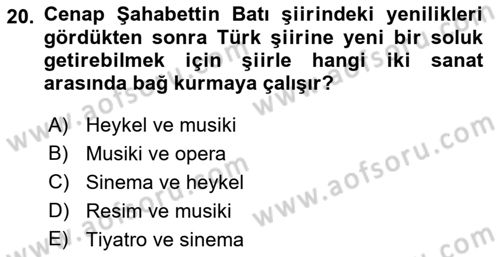 2. Abdülhamit Dönemi Türk Edebiyatı Dersi 2022 - 2023 Yılı (Vize) Ara Sınav Soruları 20. Soru