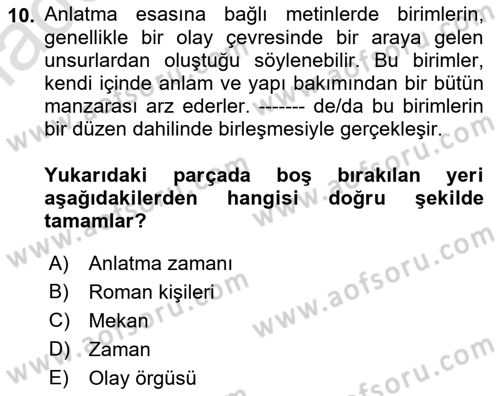 2. Abdülhamit Dönemi Türk Edebiyatı Dersi 2022 - 2023 Yılı Yaz Okulu Sınav Soruları 10. Soru