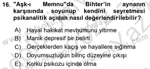 2. Abdülhamit Dönemi Türk Edebiyatı Dersi 2022 - 2023 Yılı Yaz Okulu Sınavı 16. Soru