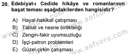 2. Abdülhamit Dönemi Türk Edebiyatı Dersi 2022 - 2023 Yılı Yaz Okulu Sınav Soruları 20. Soru