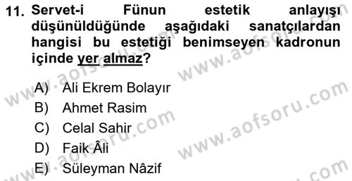2. Abdülhamit Dönemi Türk Edebiyatı Dersi 2023 - 2024 Yılı (Final) Dönem Sonu Sınav Soruları 11. Soru