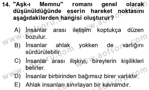2. Abdülhamit Dönemi Türk Edebiyatı Dersi 2023 - 2024 Yılı (Final) Dönem Sonu Sınav Soruları 14. Soru