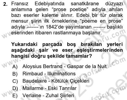 2. Abdülhamit Dönemi Türk Edebiyatı Dersi 2023 - 2024 Yılı (Final) Dönem Sonu Sınav Soruları 2. Soru
