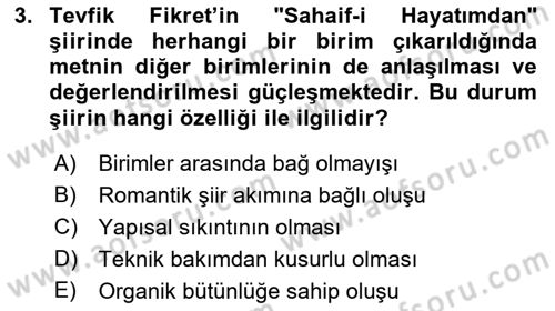 2. Abdülhamit Dönemi Türk Edebiyatı Dersi 2023 - 2024 Yılı (Final) Dönem Sonu Sınav Soruları 3. Soru