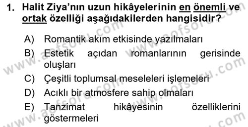 2. Abdülhamit Dönemi Türk Edebiyatı Dersi 2023 - 2024 Yılı Yaz Okulu Sınav Soruları 1. Soru