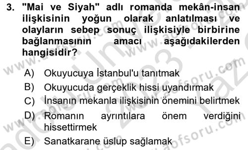 2. Abdülhamit Dönemi Türk Edebiyatı Dersi 2023 - 2024 Yılı Yaz Okulu Sınav Soruları 3. Soru