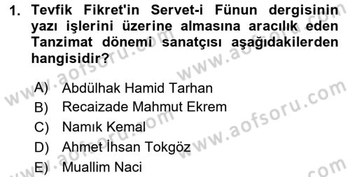 2. Abdülhamit Dönemi Türk Edebiyatı Dersi 2024 - 2025 Yılı (Vize) Ara Sınav Soruları 1. Soru