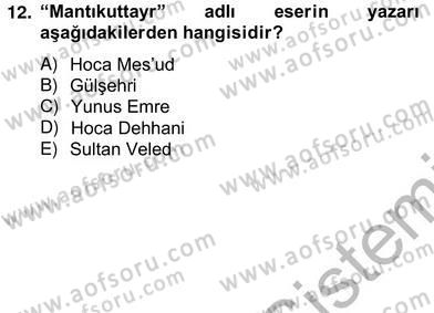 Türk Edebiyatının Mitolojik Kaynakları Dersi 2012 - 2013 Yılı (Vize) Ara Sınav Soruları 20. Soru