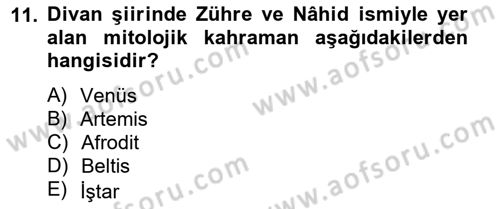 Türk Edebiyatının Mitolojik Kaynakları Dersi 2012 - 2013 Yılı (Final) Dönem Sonu Sınav Soruları 11. Soru