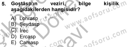 Türk Edebiyatının Mitolojik Kaynakları Dersi 2012 - 2013 Yılı (Final) Dönem Sonu Sınav Soruları 5. Soru