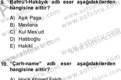 Türk Edebiyatının Mitolojik Kaynakları Dersi 2013 - 2014 Yılı (Vize) Ara Sınav Soruları 7. Soru