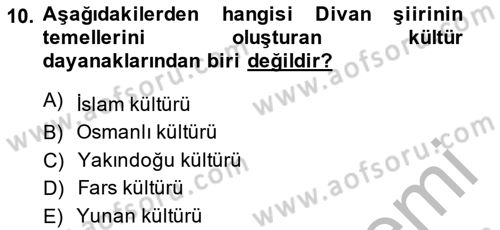 Türk Edebiyatının Mitolojik Kaynakları Dersi 2013 - 2014 Yılı (Final) Dönem Sonu Sınav Soruları 10. Soru