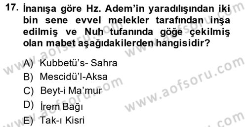 Türk Edebiyatının Mitolojik Kaynakları Dersi 2013 - 2014 Yılı (Final) Dönem Sonu Sınav Soruları 17. Soru