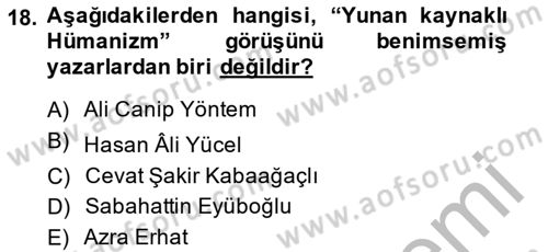 Türk Edebiyatının Mitolojik Kaynakları Dersi 2013 - 2014 Yılı (Final) Dönem Sonu Sınav Soruları 18. Soru