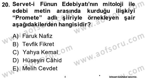 Türk Edebiyatının Mitolojik Kaynakları Dersi 2013 - 2014 Yılı (Final) Dönem Sonu Sınav Soruları 20. Soru