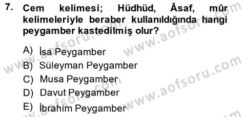 Türk Edebiyatının Mitolojik Kaynakları Dersi 2013 - 2014 Yılı (Final) Dönem Sonu Sınav Soruları 7. Soru