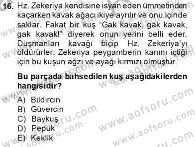 Türk Edebiyatının Mitolojik Kaynakları Dersi 2014 - 2015 Yılı (Vize) Ara Sınav Soruları 16. Soru